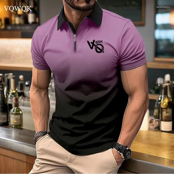 Herren Polos Kurzärärmelte Polo-Shirt VQWQK Hochwertige Sportpferd Jersey Print Slim Fit Business Sommer