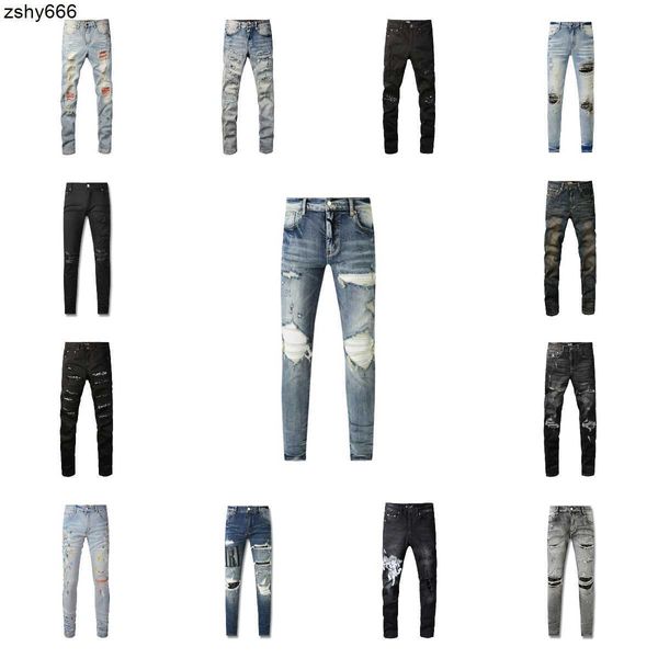 Дизайнерские мужские джинсы Purples Jean Plants для мужчин разорванные вышива