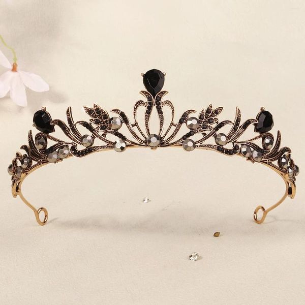 Kopfbedeckungen Brautkronen -Strass -Goldfarbe Tiaras und Kronen für Frauen Braut Hochzeit Hair Accessoires Party Schmuck Geschenk