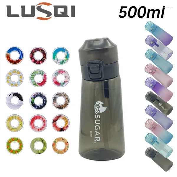 Su Şişeleri Lusqi 500ml Şişe 1 PC Rastgele Lezzet Pods Taşınabilir Şeffaf Saman Sızıntı Kanıtı Açık Hava Sporları İçin Uygun