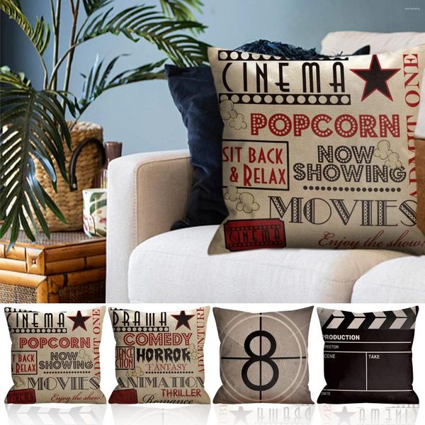 Pillow Movie Throw Capas Capas de Poster de Cinema Vintage com Pounhas Velhas Pronhas Padrões Passagem de Seda Criança Criança