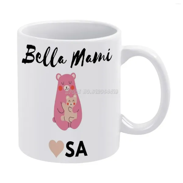 Tassen Bella Mami Kaffee Keramik Personalisiert 11 Unzen weiße Becher Tee Milch Tasse Getränke Reise Liebe Mutter Mutter Mama Herz h