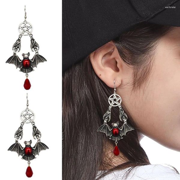 Dangle Ohrringe dunkler gotischer Tropfen für Frauen übertriebener rotes Vampire Blood Blood Waterdrop Glaskristall -Ohrengroßhandel Schmuck