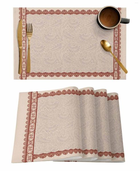 Masa paspasları retro desen placemat düğün partisi yemek dekor keten mat mutfak aksesuarları peçete