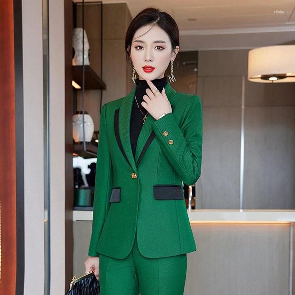 Pantaloni da donna a due pezzi Trend asiatico invernale uniforme professionale invernale blazer e per le donne affari di lusso maniche lunghe Lady Coat