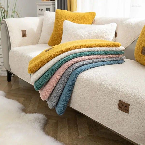 Camas de cadeira Sherpa lãe sofá couchcover super macio e macio tampa de sofá seccional tampa grossa de móveis de capa deslizante não deslizante