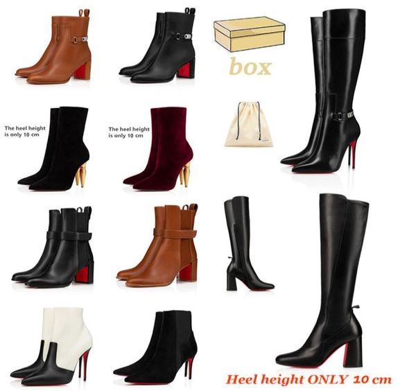 Mit Box Designers Women-Stiefeln über der Kniestiefel Lady Sexy SPOPTED-TOE Pumps Lippenstiftstil High Heels Stiefel Stiefel Short Stiefel Frau Luxusschuhe 35-427341065