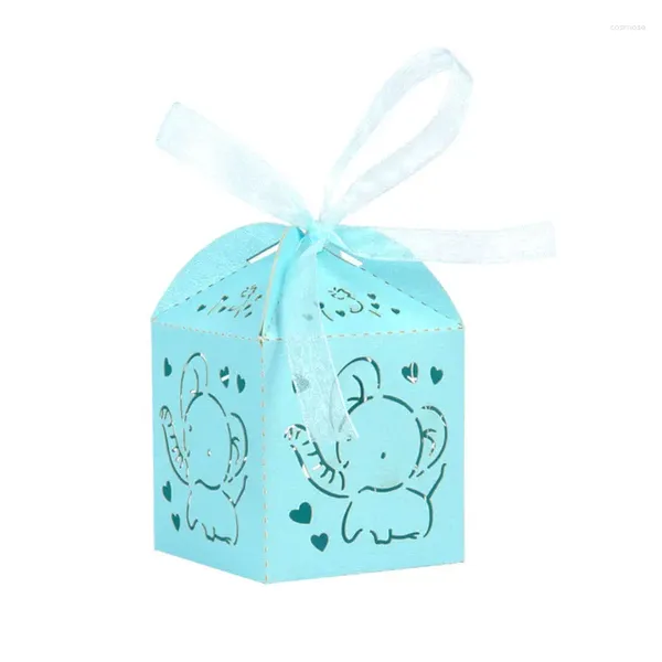 Enrolamento de presentes 20/10pcs Pequeno elefante fofo Caixas de doces oco para menino menina Baptism Baby Shower Birthday Party Favor Favor