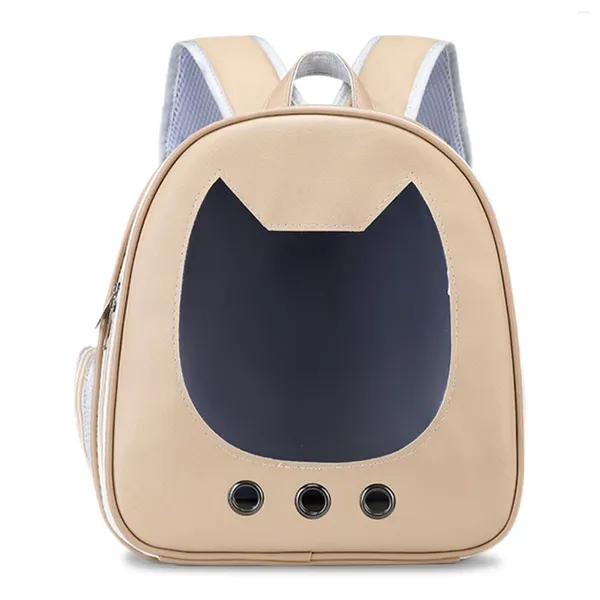 Transportadoras de gatos Backpacks transportadoras de estimação 7 orifícios ventilados projetam viagens com alças confortáveis para ventilação transparente