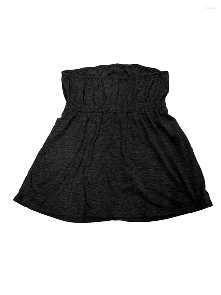 Frauen Tanks yoisdtxc Frauen trägerlose Röhrchen Spuckte Falten Bandeau Tank Ärmele Weste Tunika Hemden Bluse Sommer Lose Fit