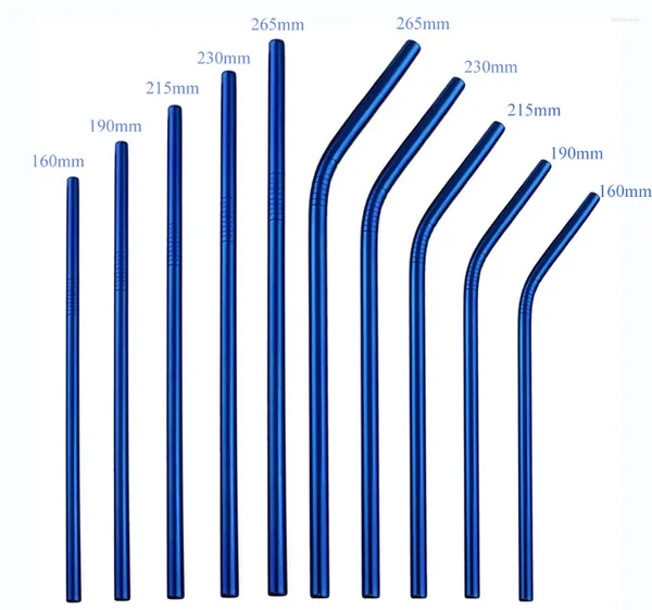 Bebendo canudos por atacado 100 peças azul 304 aço inoxidável suco de fruta de palha de metal em aço inoxidável com escova de limpeza