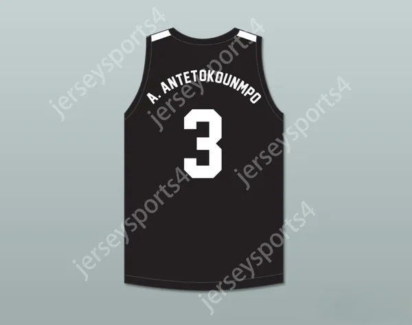 Juventude/filhos personalizados Alex Antetokounmpo 3 Cavaleiros da escola dominicana Cavaleiros Black Basketball Jersey 2 Top Stitched S-6xl