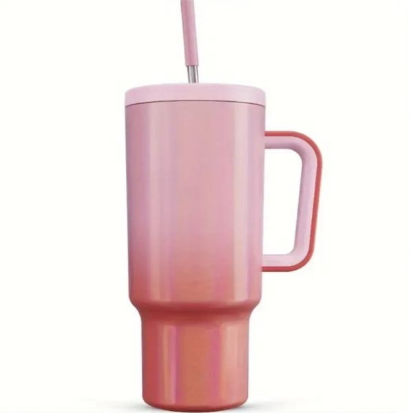 Bottiglie d'acqua Gradiente Colore 40 once Tumbler a tazza con coperchi isolati a manico Coppa di caffè in acciaio inossidabile per viaggi per la casa Thermal 0514