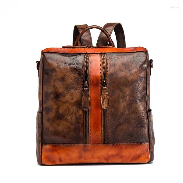 Bolsas escolares vintage backpack de couro realmente