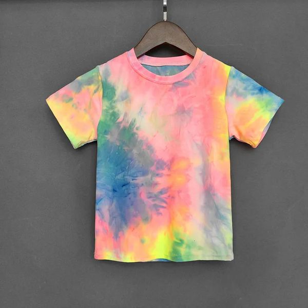 Kinder Mädchen T -Shirt hell fluoreszierende Farbe Tops Hemd Sommer Kinder lässig weich bequeme T -Shirt für Mädchenkleidung 240511