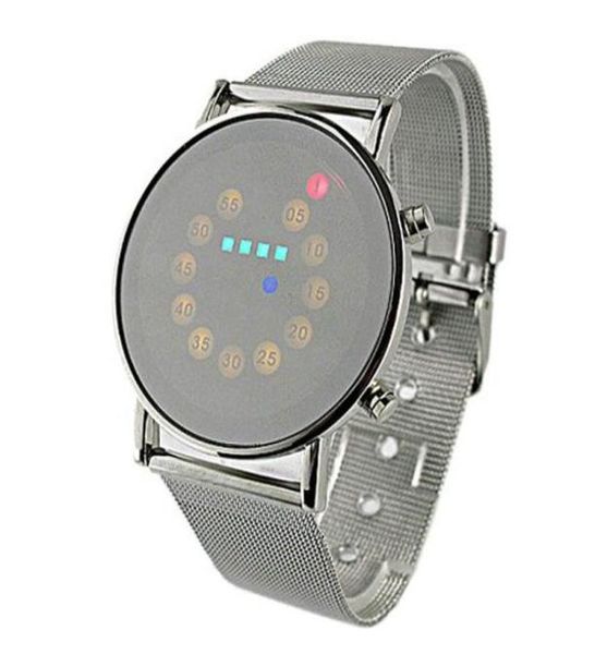2020 Новые красные синие светодиодные светодиодные часы для запястья. Странная сталь мода для специального очаровательного стиля цельного мужского цифровые часы7410139