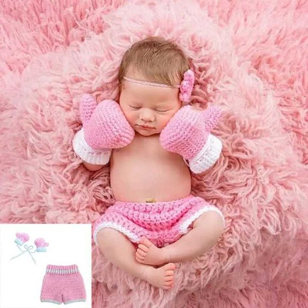 Conjuntos de roupas de 0 a 3 meses de idade de crochê de bebê de adolescentes para tirar fotos de recém-nascidos roupas de menino legal calça de bebê setl240513