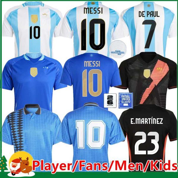 Maglie da calcio 2024 Messis Argentinas Jersey Soccer Copa America Cup Camisetas Kid Kit National Team 2425 Home Away Shirt di Maria Lautaro Martinez Playe