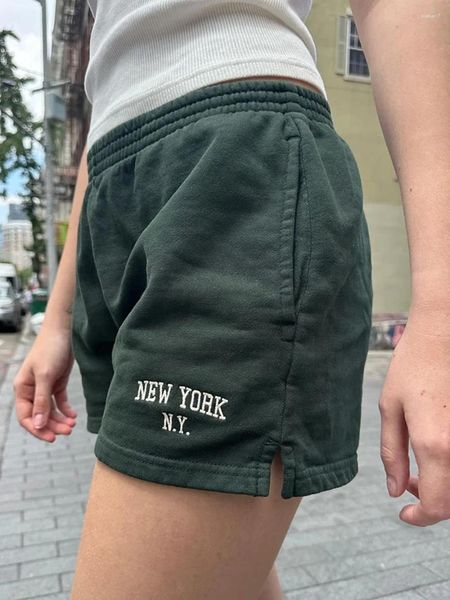 Damen -Shorts Modebrief Stickerei Straight Joggshose Frauen Sommer Elastizität High Taille Streetwear Sport Vintage Chic Y2K Short