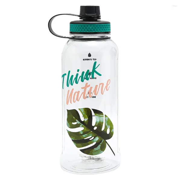 Einwegbecher Strohhalme 1PC Plastikwasserflasche große Kapazitätsbecher Tragbarer Sport (transparent)