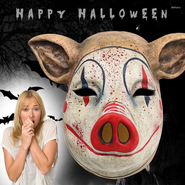 Forniture per feste Maschera per la testa di maiale spaventosa Halloween Lattice Carnival Masquerade Costume Props Bloody Horror Adult