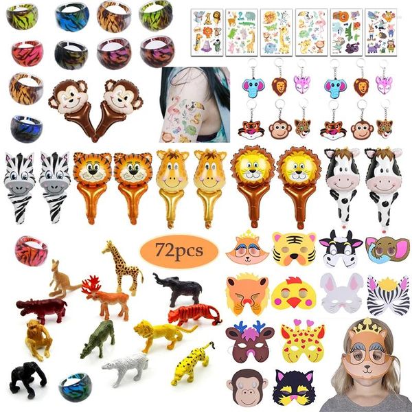 Favor Favor Favor de Animal Safari Favors Rings Masks Mini brinquedos de animais para crianças Little Jungle Gift Girls/Boys