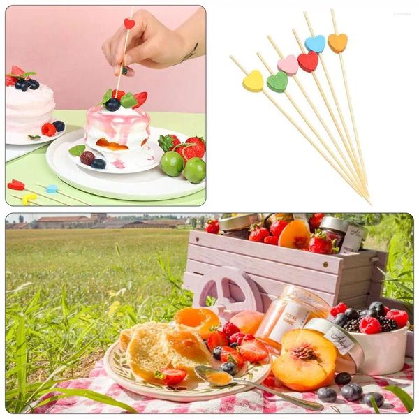 FORCHI FORCHIO 100 pezzi Table Snack Snack Etichetta Torta Etichetta Studenti Cocktail Pick Stick Dessert FORCHI