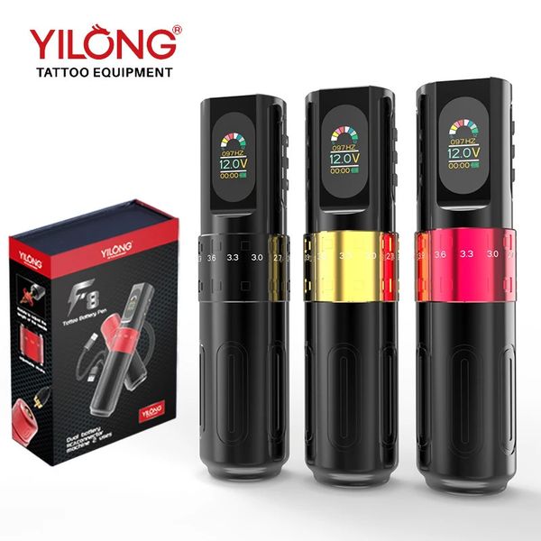 Yilong F8 Kit de máquina de tatuagem sem fio F8 AVCA ajustável 2442mm OLED Display com caneta de bateria para artistas 240510