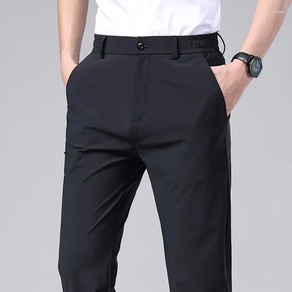 Pantaloni da uomo 2024 uomini casual estivi sottili affari sottili elastico slim elastico jogger coreano classico pantaloni blu grigio nero maschio