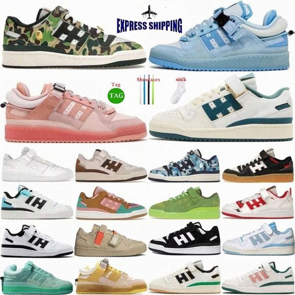 Schuhe Sneakers Forum 84 Low Bad Bunny Letztes Forum Blue Tint 30 -Jubiläum Grüne Camo -Kreide weiße Kaugummi Womens Herren Trainer