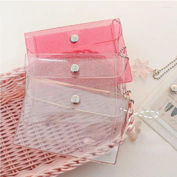 Aufbewahrungstaschen Glitzer transparent wasserdichtes PVC Frauen Kartenkoffer Business Halter Männer Bag Id Mini Brieftasche Gelee Münze Geldbörse