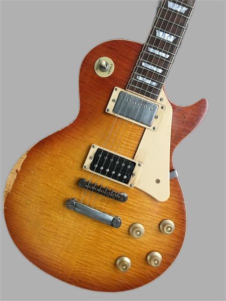 Relic Electric Guitar Mahogany Body Maple Sece Advated Admed Adplive Tea Tea Burst Burt Nitro лак