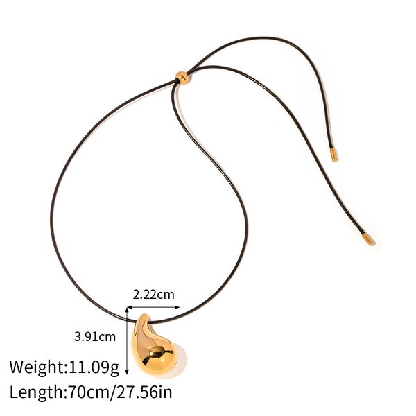 Designer Neue Gold Edelstahl Wachs Seil Wassertropfen Anhänger Halskette für frauen Outdoor Graduation Party Schmuck Kostenloser_voghion.com