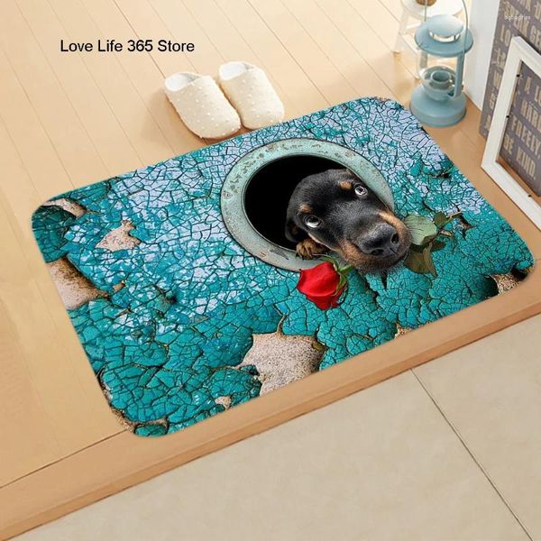 Tappeti 3d animale per cani stampato stampato camera da letto da letto da letto pavimento moquette bagno anti-slip tappeto lungo marmorizzazione ingresso casa 40x60cm