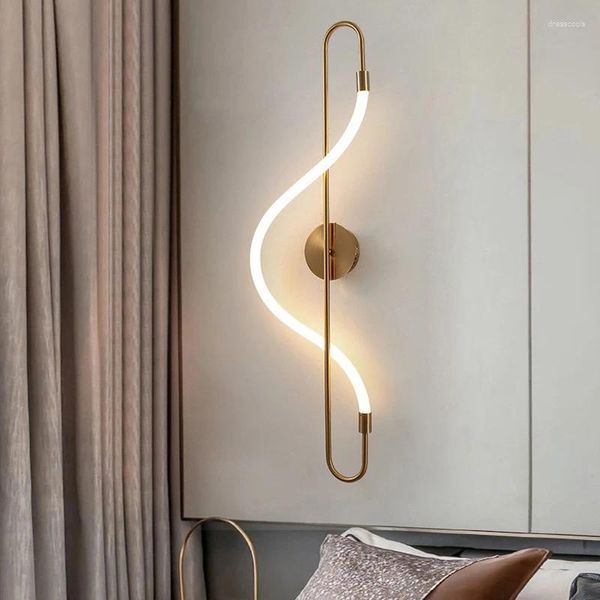 Lâmpada de parede FUMI Modern LED Light Gold e Black Indoor Sconce Iluminação de banheiros de banheiro acessórios sobre o espelho para Livi