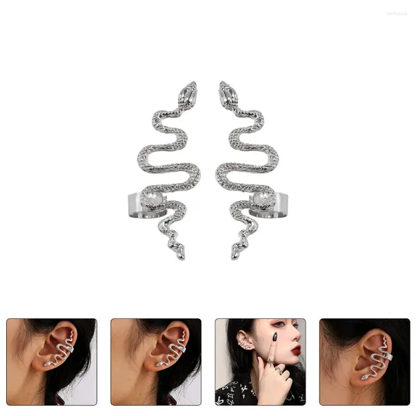 Orecchini per borchie 2 pezzi Serpentine Ear Clip Gioielli Trendy Woman's Gift Cuff Funny Exageted Snake a forma di goccia Vintage