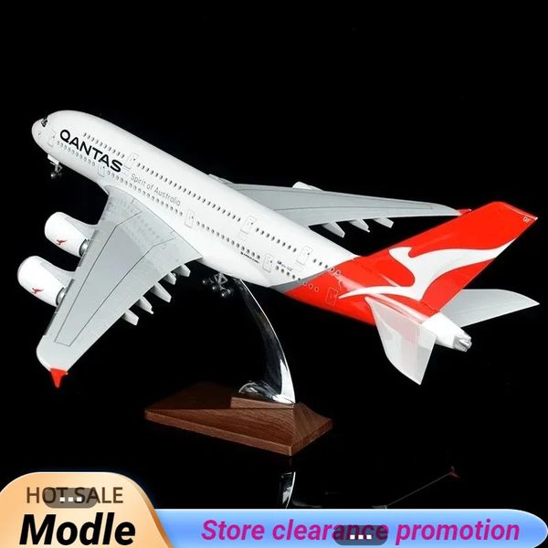 Resina Diecast 1160 Scala CM A380 Air Bus Bus Aircraft Australia Modello Qantas Airways con luci di cabina Regalo 240510