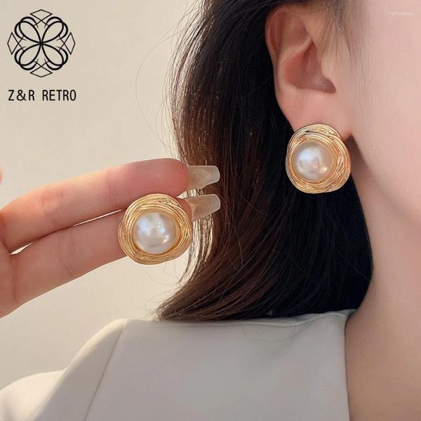Dangle Ohrringe minimalistische Retro -Weave Imitation Big Perlen Stud Ohrring für Frauenparty -Schmuck Hochzeit Freund Geburtstagsgeschenk Brincoos