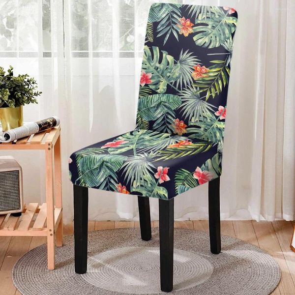 Chega a cadeira Padrão de palmeira tropical Spandex à prova de poeira inclusiva cobertura de escritório Almofada de assento elástico doméstico