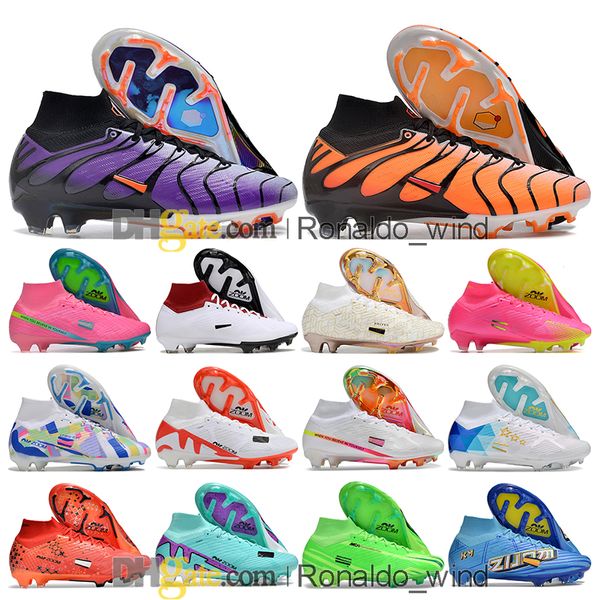 Geschenktüte Herren Hohe Knöchel Fußballstiefel Ronaldo CR7 IX Elite FG TNS Stollen Firma Ground Mbappe 9 Neymar ACC Zooms Fußballschuhe Top Outdoor Trainer Botas de Futbol