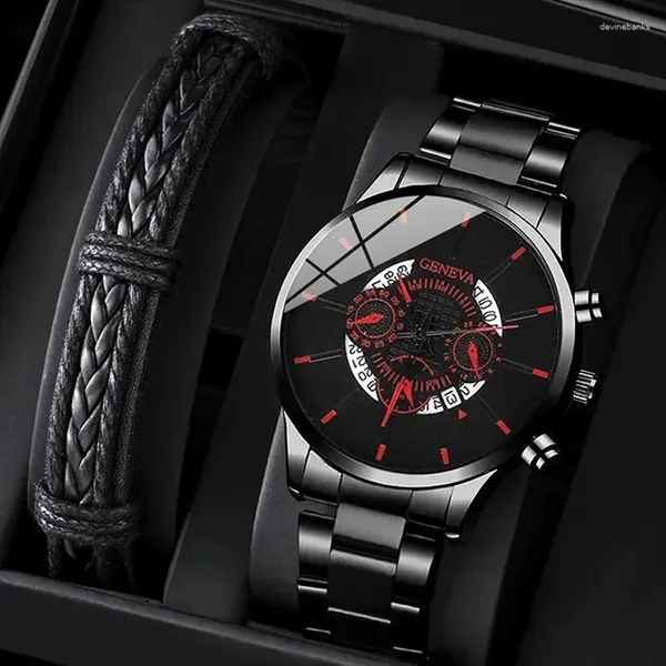 Нарученные часы Deyros Fashion Mens Sports Watches мужской бизнес из нержавеющей стали кварцевые запястья часы для мужчин кожа браслет