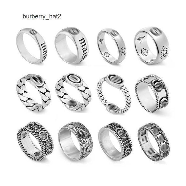 Designers de luxuris Rings de engajamento da marca fantasma para mulheres Jóias de casal Jóias preto Gu Letter Gift Party Silver Plated Rhombus Ring Jewelry Designers