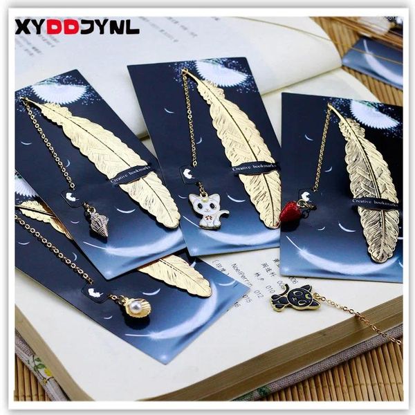 1PCS Vintage Feather Marque Marker Presente Página de Presente N Student Supply Kids Pacote Criativo Bookmark de metal fofo