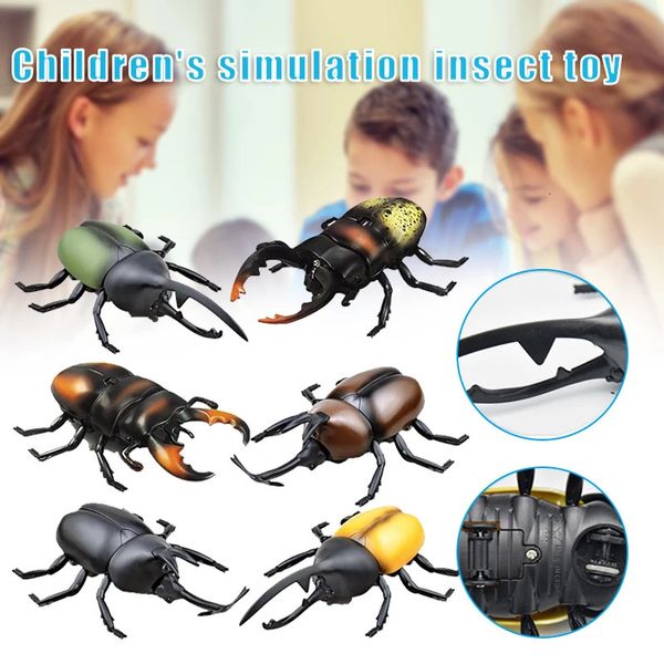 Elektrische Simulation Beetle Toy mit Fernbedienung Batterie Batterie mit realistischem Insekt Neuheit Geburtstag für Kinder RC Animal 240511