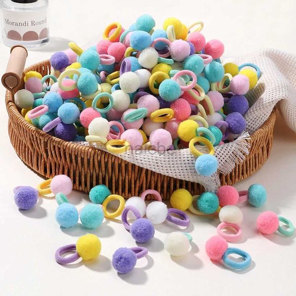 Haarzubehör 20/40pcs Childrens Elastic Hair Band Girls Plush Ball Gummi -Süßigkeiten Clip Baby D240513