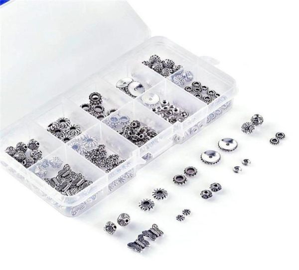 Charms 300pcs Silber Lose Spacer Perlen runden Metall für Freundschaftsarmbänder Schmuck Herstellung von Halsketten 8034541