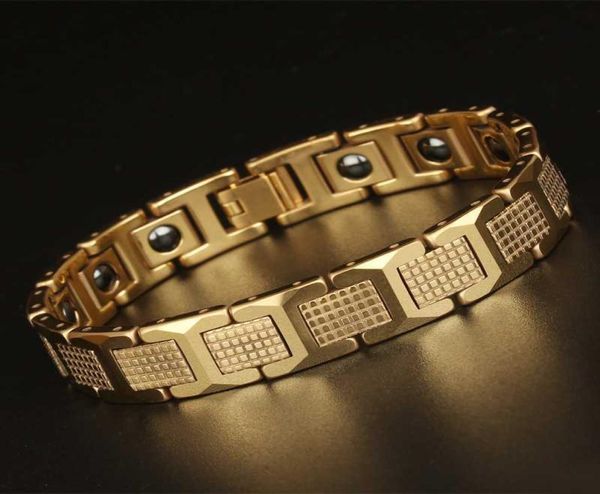 Полированная вольфрамовая стальная браслет MEN039S Bracelet Black Germanium Magnet Gift для Friend4407096