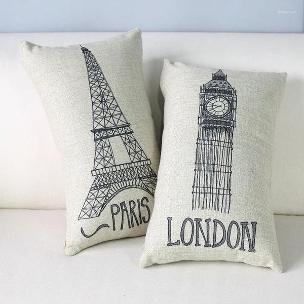 Travesseiro Europa pintada à mão Tower London London Black White Decorativo Decor Home Decor Sofá