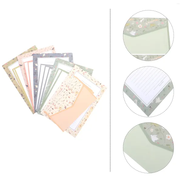 Geschenkverpackung 5 Sets Blumenbriefschreiber Umschlag Papier japanische Schreibwareneinladungskarte Schreiben Stationär