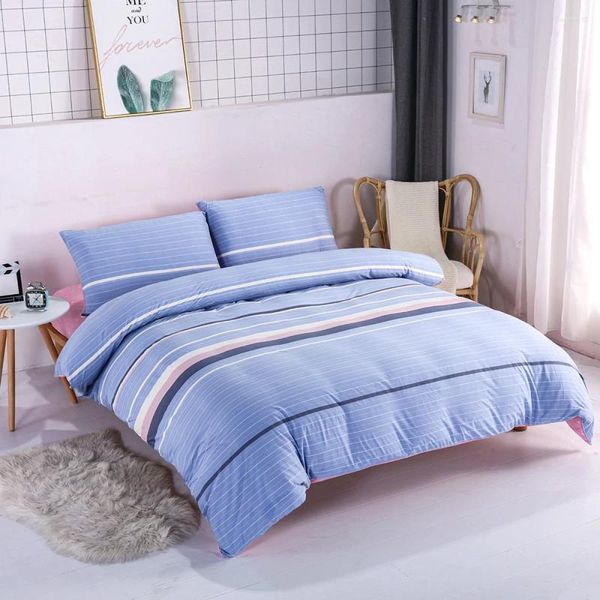 Bettwäsche Sets Girl Boy Bettdeckel Linien Blaues Set Bettwäsche Erwachsene Blätter und Kissenbezüge Bettdecke Schlafzimmer Betspannung zweier Größe